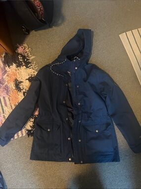 Navy Hooded Utility Jacket Eddie Bauer M
